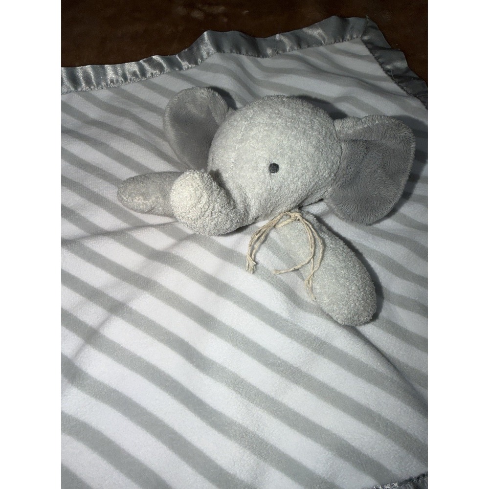 Cloud Island Lovey Security Blanket Elephant Gray Striped